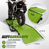 Motorradhebebühne hydraulisch 450 kg Extra-Breit 68 cm Parallelhub Montagerampe Heber in grün