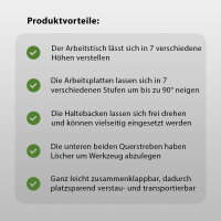 Werkbank Spanntisch klappbar 7-fach höhenverstellbar bis 114 cm Werktisch Arbeitstisch
