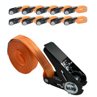 10x Ratschen Spanngurt Spanngurte Orange 1-tlg 4m 0,8t...