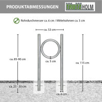 Fahrradanlehnbügel 115 x 53 cm Stahl feuerverzinkt Ø 60 mm Einbetonieren Fahrradständer Parker Typ O