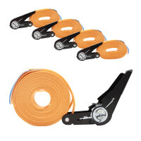4x Spanngurt mit Ratsche 6m einteilig 800kg 0,8t orange