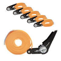 5x Spanngurt mit Ratsche 6m einteilig 800kg 0,8t orange