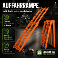 TRUTZHOLM 1x Auffahrrampe klappbar 180 cm Traglast 340 kg Alu Riffelstab Verladerampe orange