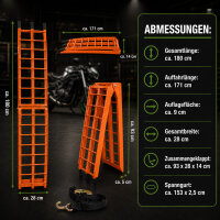 TRUTZHOLM 1x Auffahrrampe klappbar 180 cm Traglast 340 kg Alu Riffelstab Verladerampe orange