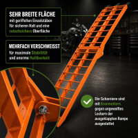 TRUTZHOLM 1x Auffahrrampe klappbar 180 cm Traglast 340 kg Alu Riffelstab Verladerampe orange