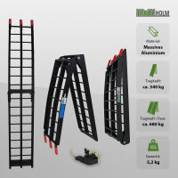 TRUTZHOLM 1 x Auffahrrampe klappbar 180 cm Traglast 340 kg Alu schwarz Riffelstab Verladerampe