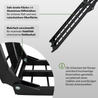 TRUTZHOLM 1 x Auffahrrampe klappbar 180 cm Traglast 340 kg Alu schwarz Riffelstab Verladerampe
