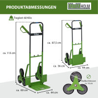 Treppensackkarre klappbar höhenverstellbar große Ladefläche 113 cm Höhe Stahl Treppensteiger