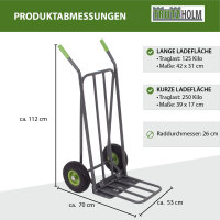 Paketkarre mit extra Ladefläche 42 cm Traglast 250 kg Stahlrahmen klappbar Stapelkarre Sackkarre