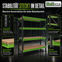 Industrieregal Milo 200x190x60 cm steckbar, erweiterbar 4 Ebenen 4 Tonnen Schwerlastregal Lagerregal