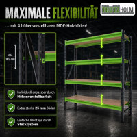 Industrieregal Milo 200x190x60 cm steckbar, erweiterbar 4 Ebenen 4 Tonnen Schwerlastregal Lagerregal