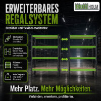 Industrieregal Milo 200x190x60 cm steckbar, erweiterbar 4 Ebenen 4 Tonnen Schwerlastregal Lagerregal