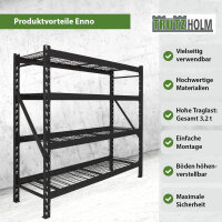 Schwerlastregal Enno 180x190x60 cm 3200 kg aus Stahl Stecksystem 4 Gitterböden Lagerregal Pickregal