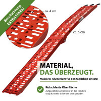 TRUTZHOLM 1x Auffahrrampe klappbar 228 cm Traglast 340 kg Alu gelocht Rampe Motorradrampe rot