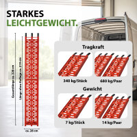 TRUTZHOLM 1x Auffahrrampe klappbar 228 cm Traglast 340 kg Alu gelocht Rampe Motorradrampe rot