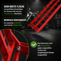 TRUTZHOLM 1x Auffahrrampe klappbar 180 cm Traglast 340 kg Alu Riffelstab Verladerampe in rot