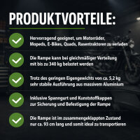 TRUTZHOLM 1x Auffahrrampe klappbar 180 cm Traglast 340 kg Alu Riffelstab Verladerampe in rot