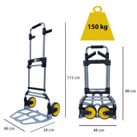 Klappkarre XL Sackkarre klappbar Teleskopgriff bis 115 cm und großer Ladefläche Tragkraft 150 kg