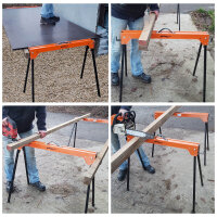 4x Arbeitsbock, Gerüstbock, Klappbock, bis 500 kg, Klappbarer Metallbock mit Griff