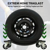 2x Rangierhilfe für PKW 900 kg/Paar Stahl 360° Lenkrollen Rangierroller Rangierschale Wagenheber