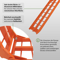 TRUTZHOLM 2 x Auffahrrampe klappbar 180 cm Traglast 680 kg Alu orange geriffelte Einzelstäbe Verladerampe