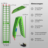 TRUTZHOLM 2x Auffahrrampe klappbar 180 cm Traglast 680 kg Alu grün geriffelte Einzelstäbe Verladerampe