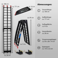 TRUTZHOLM 2x Auffahrrampe klappbar 180 cm Traglast 680 kg Alu schwarz Verladerampe geriffelt