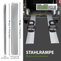 TRUTZHOLM 2x Auffahrrampe 180 cm Tragkraft 400 kg Stahl profiliert Verladerampe Rampe grau