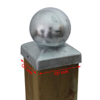 5x Pfostenkappe verzinkt 121 mm Kugel Abdeckkappe für Pfosten 12 x 12 cm