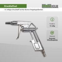 Druckluft Set Reifenfüller Ausblaspistole Farbspritzpistole Sprühpistole Spiralschlauch Düsen 13 tlg. Druckluftzubehör