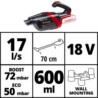 Einhell Akku-Handstaubsauger TE-HV 18/06 Li inkl. 2,5 Ah Akku Starterkit