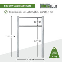 Fahrradanlehnbügel mit Knieholm 115x75 cm Stahl feuerverzinkt Ø 60 mm zum Einbetonieren Typ H