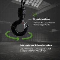 Kettenzug triangel 1t Tragkraft - 3m Hubhöhe - Doppelbremse HSC Flaschenzug Hebezug Seilzug