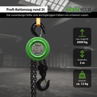 Kettenzug rund 2 t Tragkraft - 3 m Hubhöhe - Einzelbremse HSZ Flaschenzug Hebezug Seilzug
