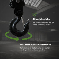 Kettenzug rund 2 t Tragkraft - 3 m Hubhöhe - Einzelbremse HSZ Flaschenzug Hebezug Seilzug