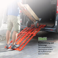 TRUTZHOLM 2x Auffahrrampe klappbar 180 cm Traglast 680 kg Alu geriffelt Verladerampe rot