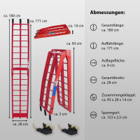 TRUTZHOLM 2x Auffahrrampe klappbar 180 cm Traglast 680 kg Alu geriffelt Verladerampe rot