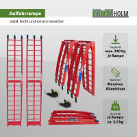 TRUTZHOLM 2x Auffahrrampe klappbar 180 cm Traglast 680 kg Alu geriffelt Verladerampe rot