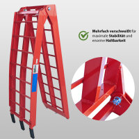 TRUTZHOLM 2x Auffahrrampe klappbar 180 cm Traglast 680 kg Alu geriffelt Verladerampe rot