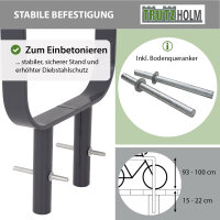 Fahrradanlehnbügel 115x45 cm Flachstahl 12 mm feuerverzinkt pulverbeschichtet einbetonieren Anthrazit Typ O