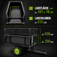 Rasentraktor Anhänger Kippanhänger 300 kg kippbar mit Kupplung