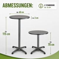 Stehtisch 2in1 Bistrotisch Alu klappbar höhenverstellbar 70/115 cm Ø 60 cm Partytisch Anthrazit