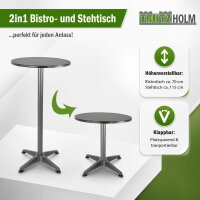 Stehtisch 2in1 Bistrotisch Alu klappbar höhenverstellbar 70/115 cm Ø 60 cm Partytisch Anthrazit