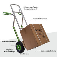 Sackkarre mit Treppenrutsche Traglast 200 kg Aluminium Lufträder Stapelkarre Transportkarre