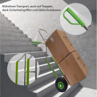 Sackkarre mit Treppenrutsche Traglast 200 kg Aluminium Lufträder Stapelkarre Transportkarre