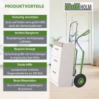 Sackkarre mit Treppenrutsche Traglast 200 kg Aluminium Lufträder Stapelkarre Transportkarre