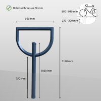 5x Fahrradanlehnbügel 118x56cm Stahl Ø60mm einbetonieren feuerverzinkt pulverbeschichtet Anthrazit Typ D