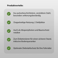 5x Fahrradanlehnbügel 118x56cm Stahl Ø60mm einbetonieren feuerverzinkt pulverbeschichtet Anthrazit Typ D