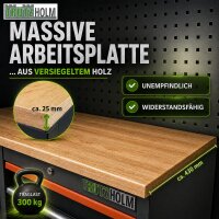 Werkstattwand 13-tlg. modulares Werkstattschranksystem aus Stahl mit Holzarbeitsplatte in orange