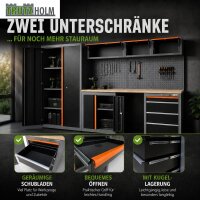 Werkstattwand 13-tlg. modulares Werkstattschranksystem aus Stahl mit Holzarbeitsplatte in orange